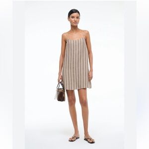 gentle fawn linen blend Striped Sleeveless Dress